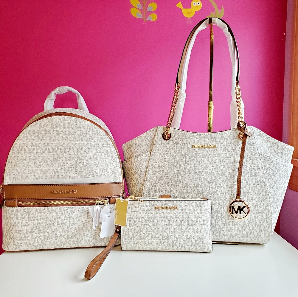BUNDLE Michael kors Jet set Tote,Backpack & Wallet